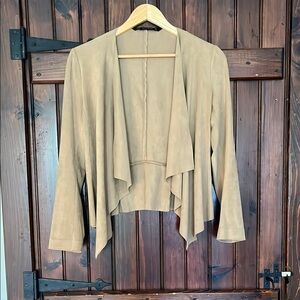ZARA BASIC Faux Suede Open-Front Blazer